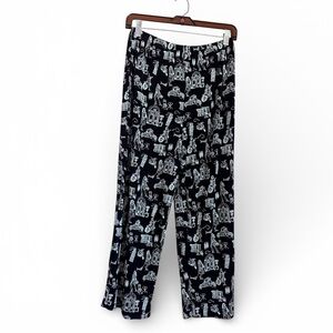 Vintage Coldwater Creek Women’s Black Graphic Print Pants Size S Made USA